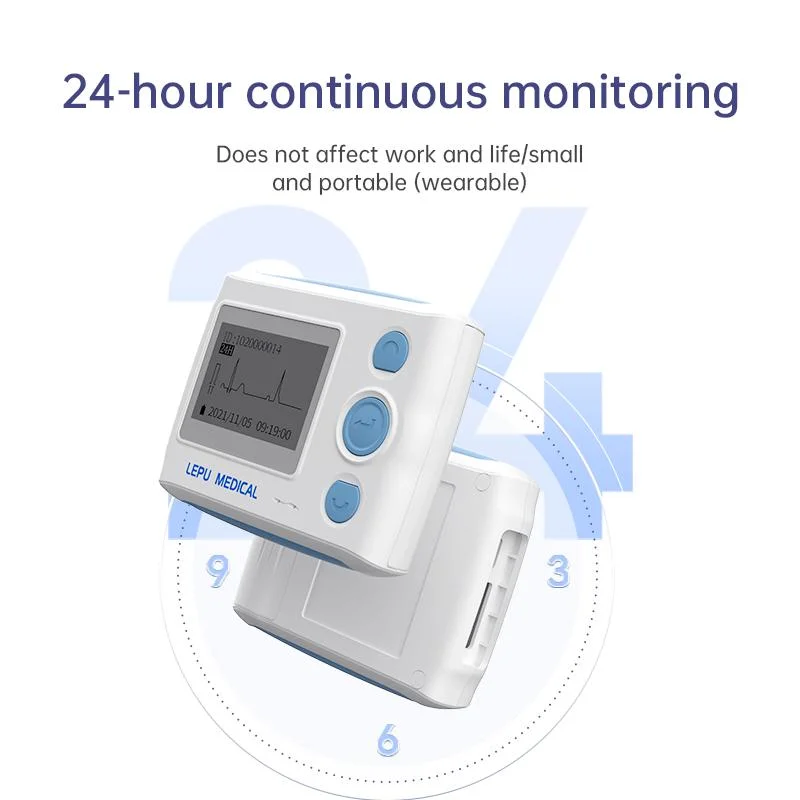 Lepu Holter 12 canaux 24 heures moniteur cardiaque ECG dynamique Holter Affichage