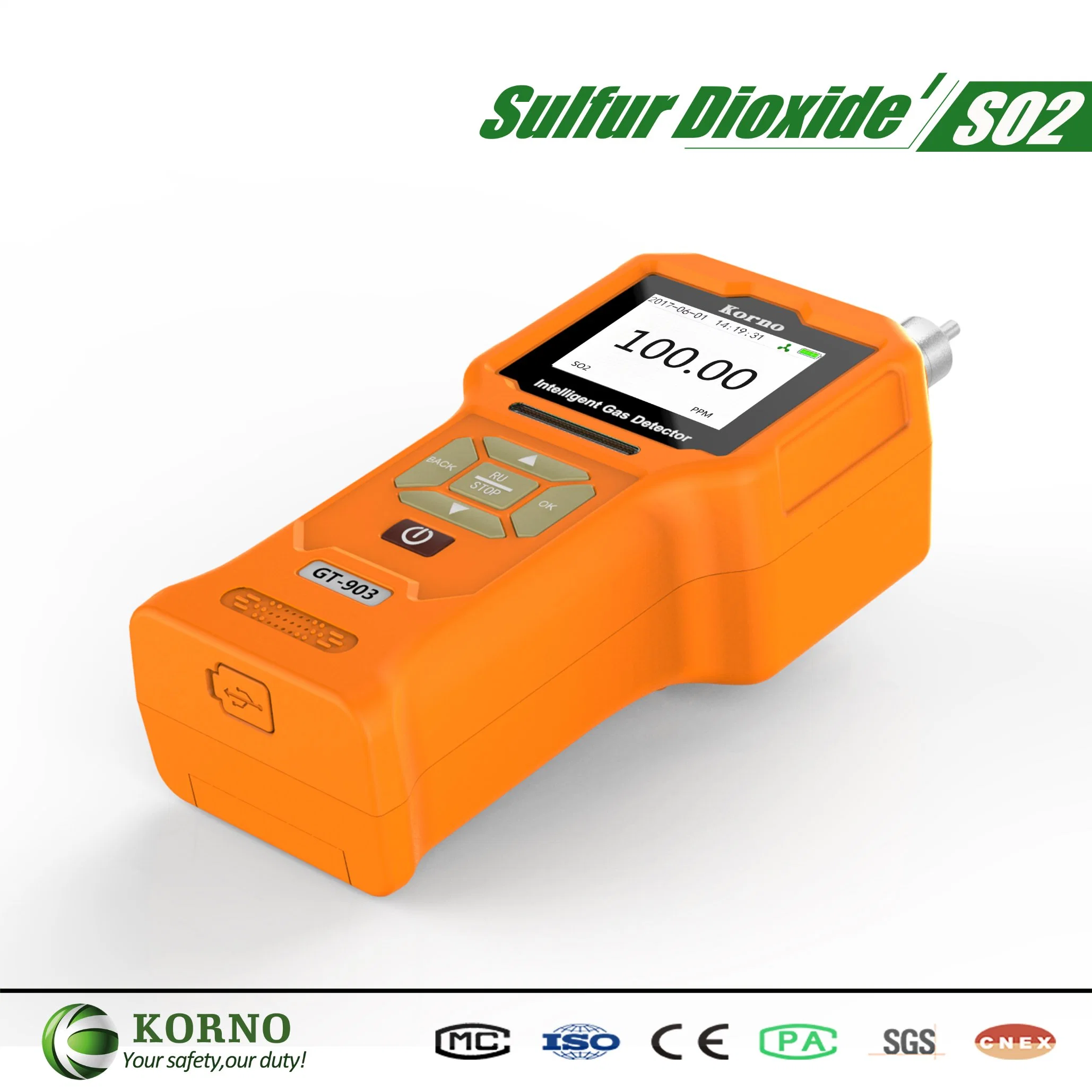 Gas Sensor Sulphur Dioxide IP65 Handheld Gas Detector (SO2)