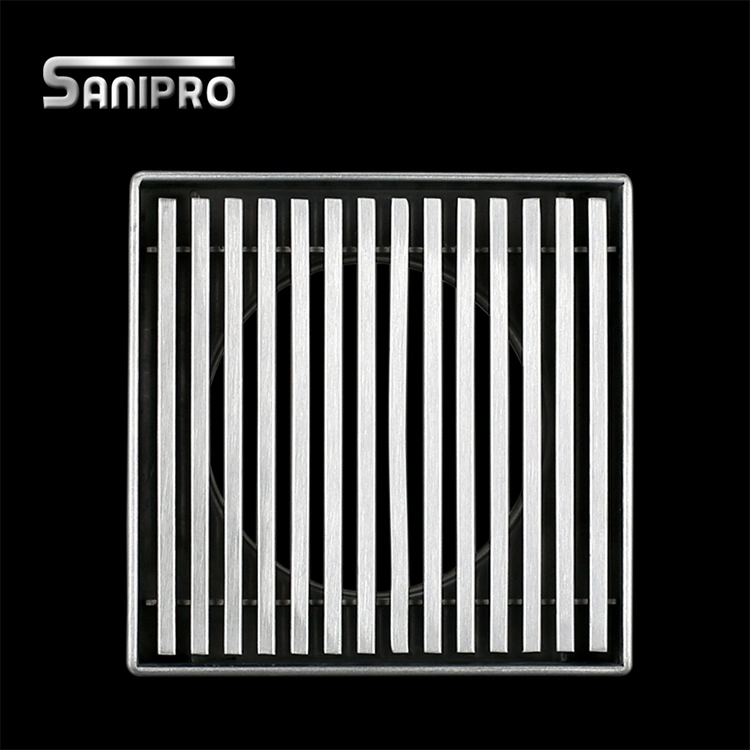 Sanipro Luxury Fast Drainage Bathroom Floor Trap Grating Filter SUS304 Stainless Steel Anti-Smell Square Shower Drain