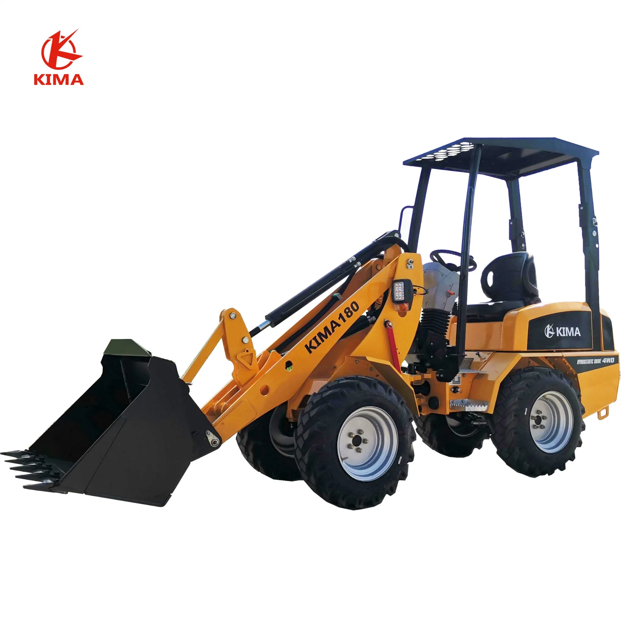 Chinese KIMA180 1000KG 1ton Front Multi-Attachment Four-Wheel Drive Compact Small Farm Construction Mini Wheel Loader