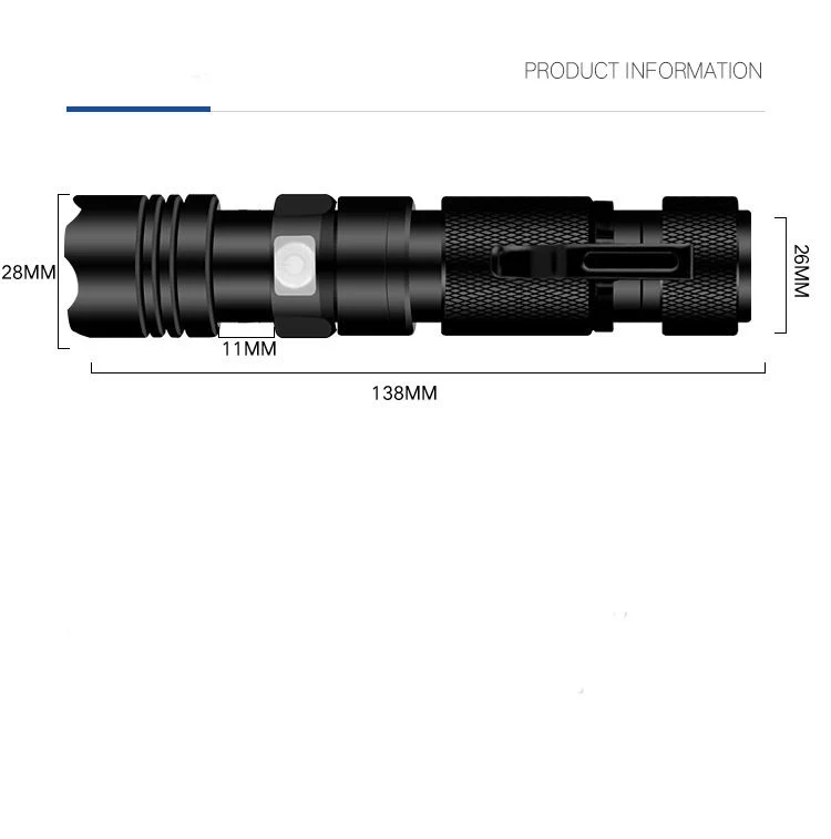 Tactical Flashlight High Lumen T6 LED Flashlights Portable Outdoor