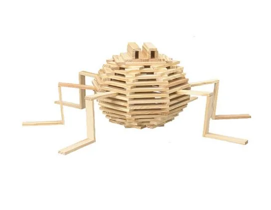 100pcs Holzbausteine Stapelanlage Bau Vorschule-Lernen Lernspielzeug für Kinder