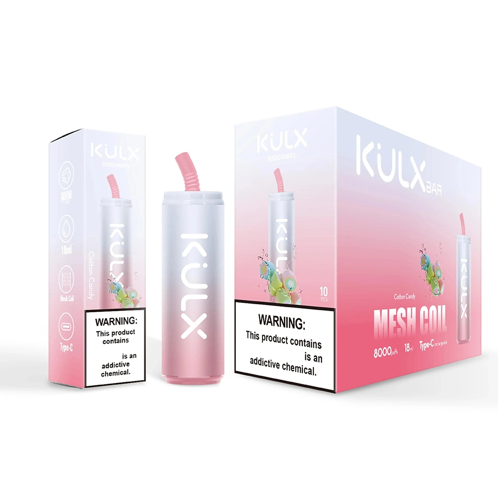 Bobina de malha Kulx original OEM/ODM 8000 puff 18 ml 850 mAh Bateria recarregável 0%2%5%e, os puffs de 8 K para cigarros, descartáveis Caneta de papel