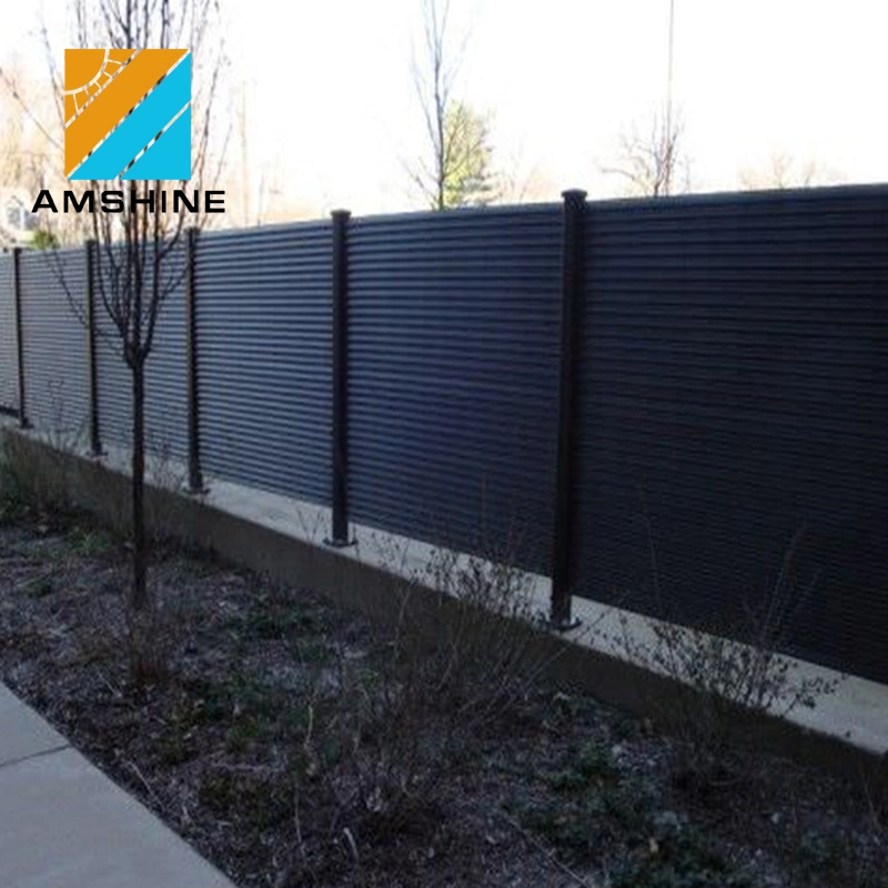 Aluminum Solid Powder Coated Black Infilled Wall Panels Garden Privacy Decorative Modular Slat Fence Panels