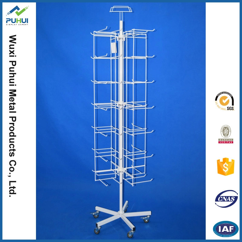 Double Faces Table Top Metal Pegboard Rack Spinning Key Rings Display (PHY160)