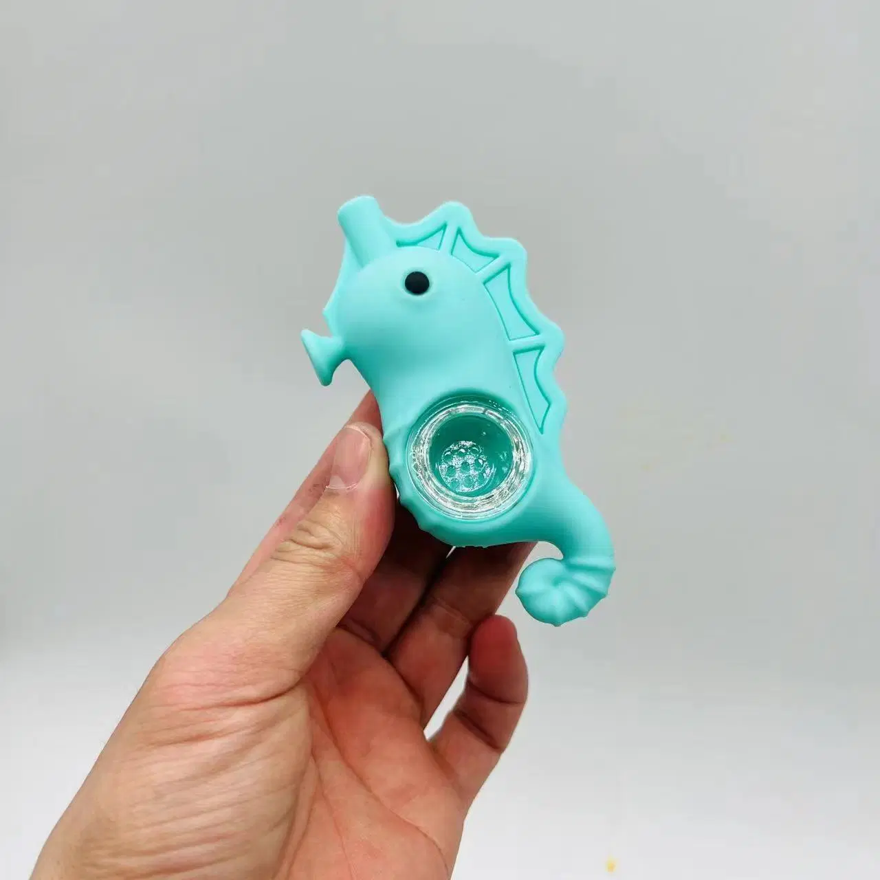 Hotsale Silicone Seahorse Easy Cleaning Tobacco Set Pipe with Glass Small Bowl