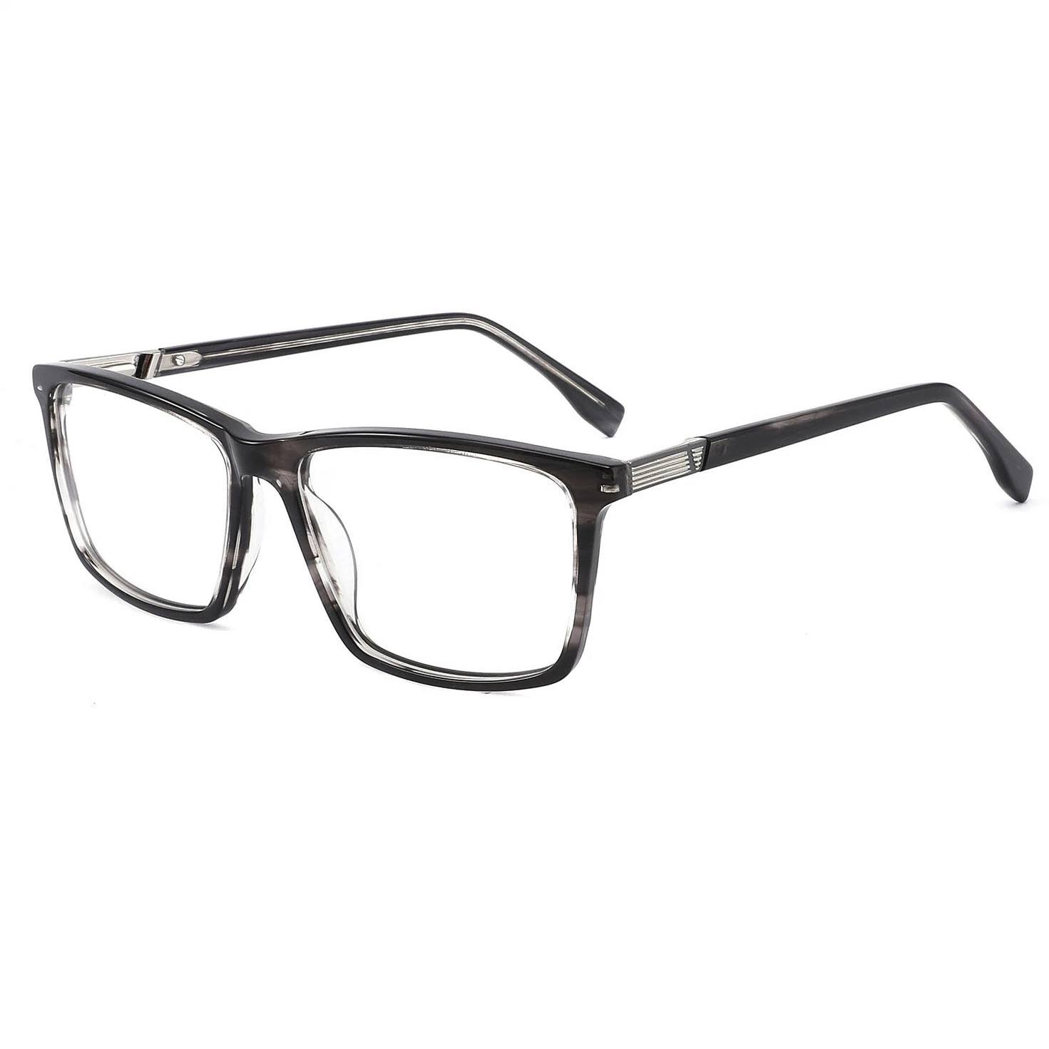 Lunettes de vue personnalisées en acétate, monture optique rétro Demi avec branches décoratives en métal pour homme.