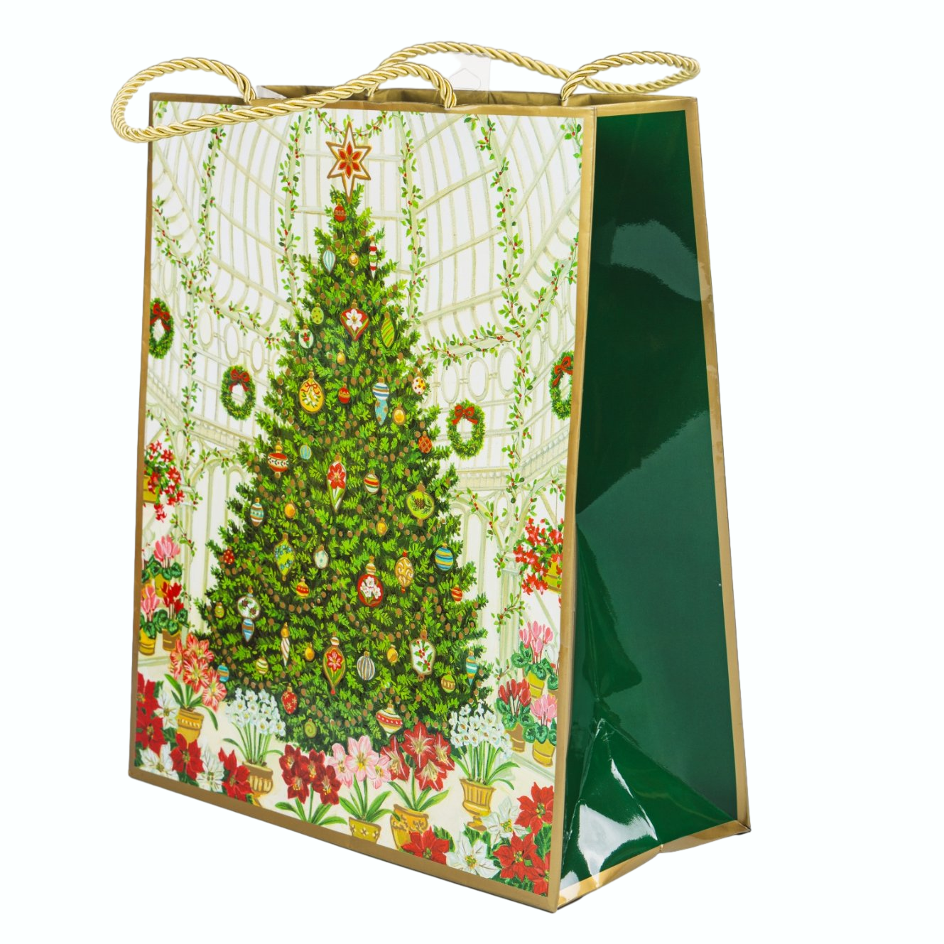 Los colores verde de la bolsa de regalo de Navidad para los regalos y decoraciones