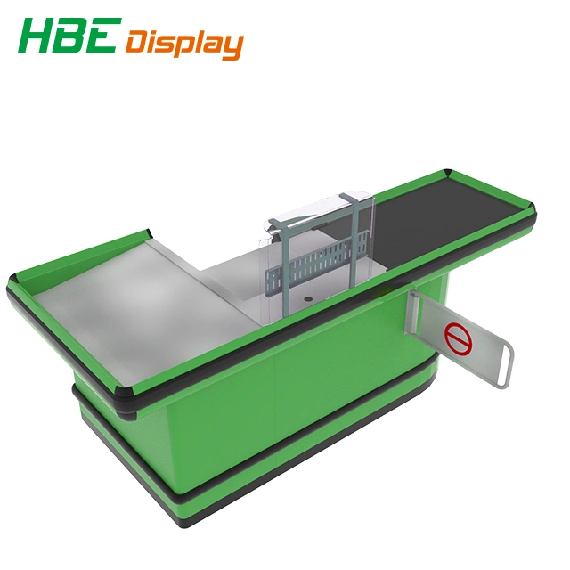 Supermarket Automatic Cash Conveyor Checkout Counters with Safety Gate