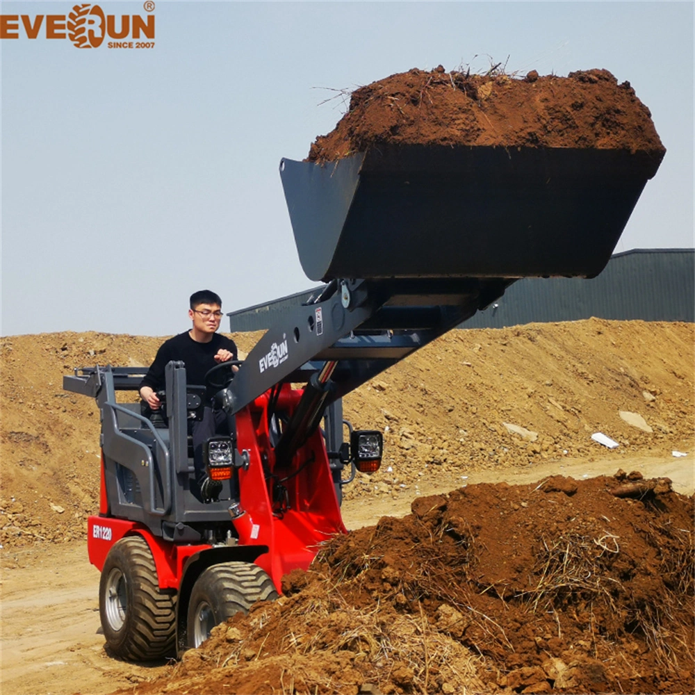 Everun Haute Qualité Er1220 1,2 tonne Machinerie avec Cabine Rops&Fops Hydraulique Diesel Chargeuse Compacte à Roues Avant Mini