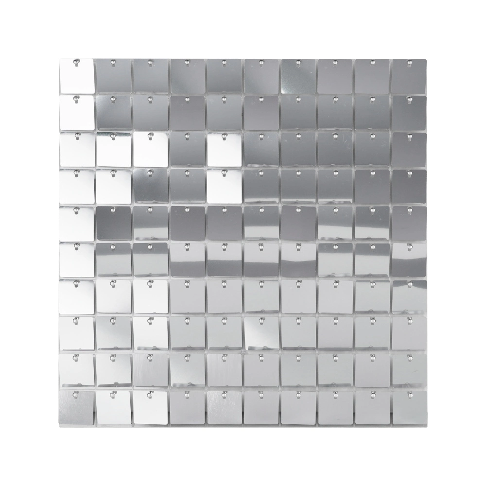 Party Supply Mirror Silver Square Sequin Shimmer Wall Backdrop Panels Party Decorations