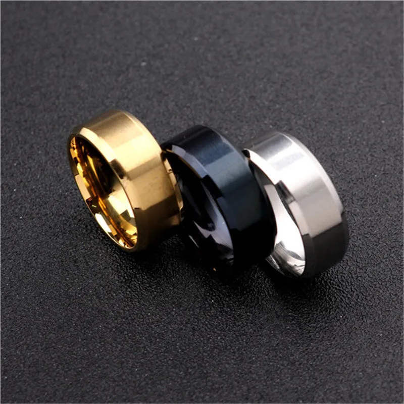 Atacado de alta qualidade Moda Aço inoxidável Dourado Silver Black Ring Jóias