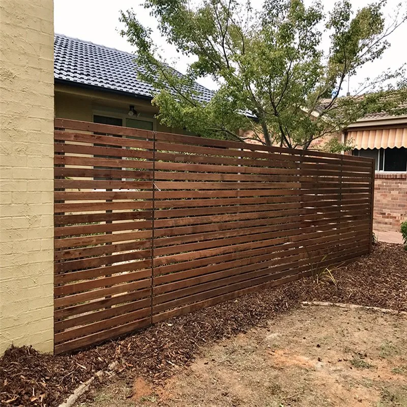 Aluminum Wood Grain Slat Fence Panel Garden Fencing Security Fence Wall
