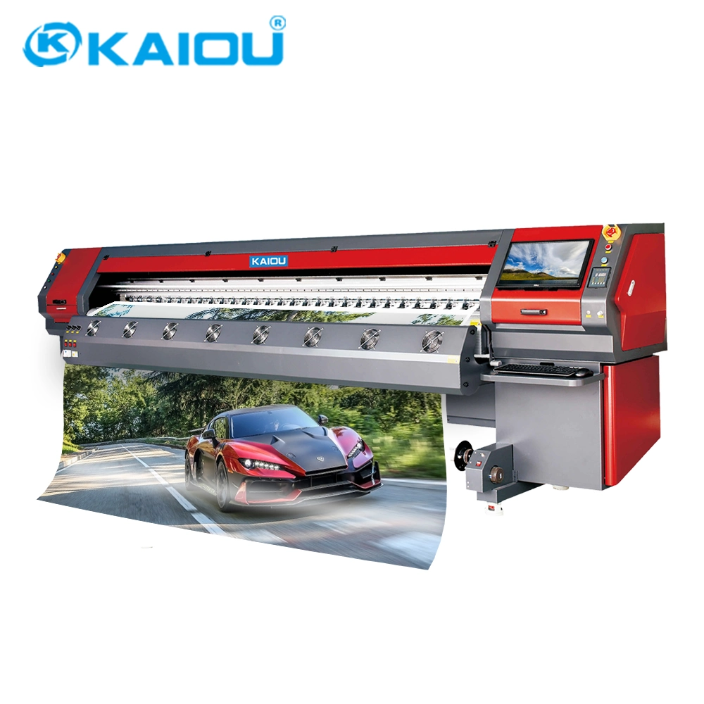 Kaiou Venta caliente Formato gigante de publicidad Indoor Plotter 9000K Eco-Solvent máquina de impresión con tintas solventes