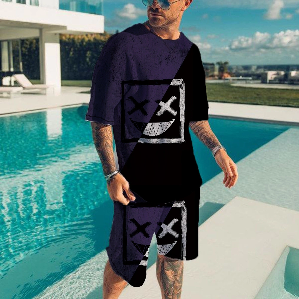 Summer 3D Print Casual Men Clothing Shorts Custom Brethable Top Shirt Set