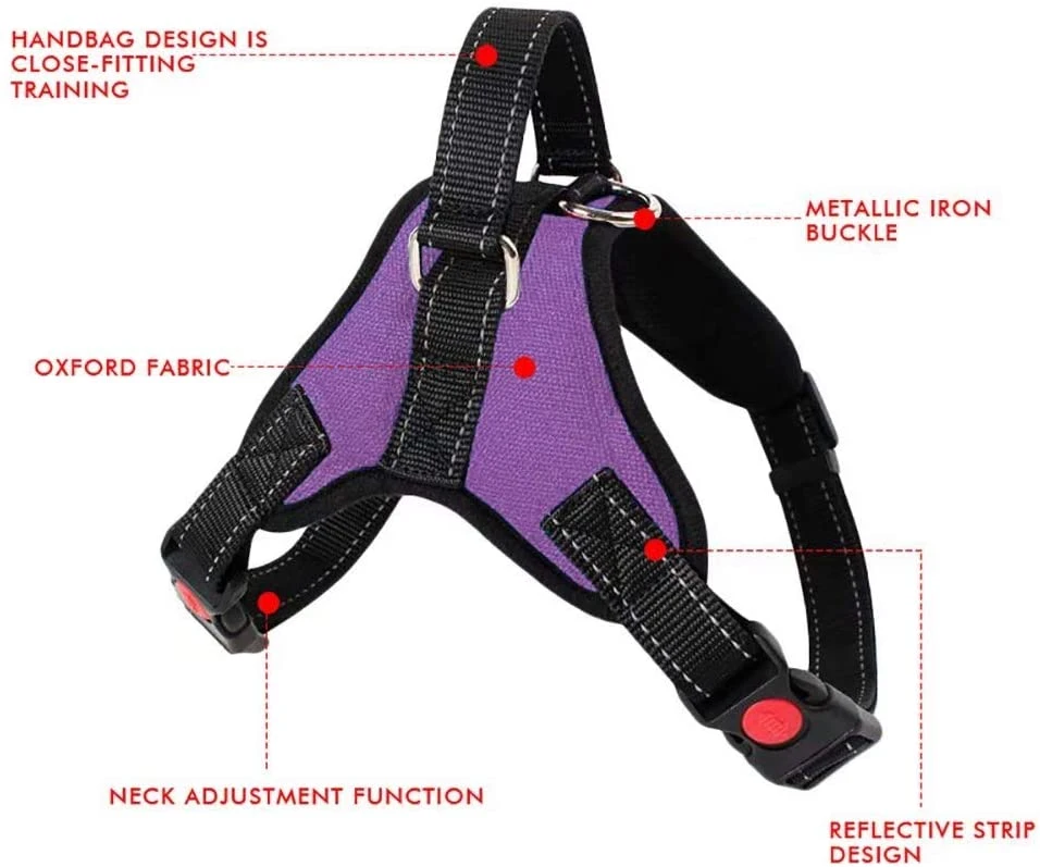 No-Pull Pet Dog Harness, Reflective Dog Vest with Oxford Soft Padded Easy Control Handle