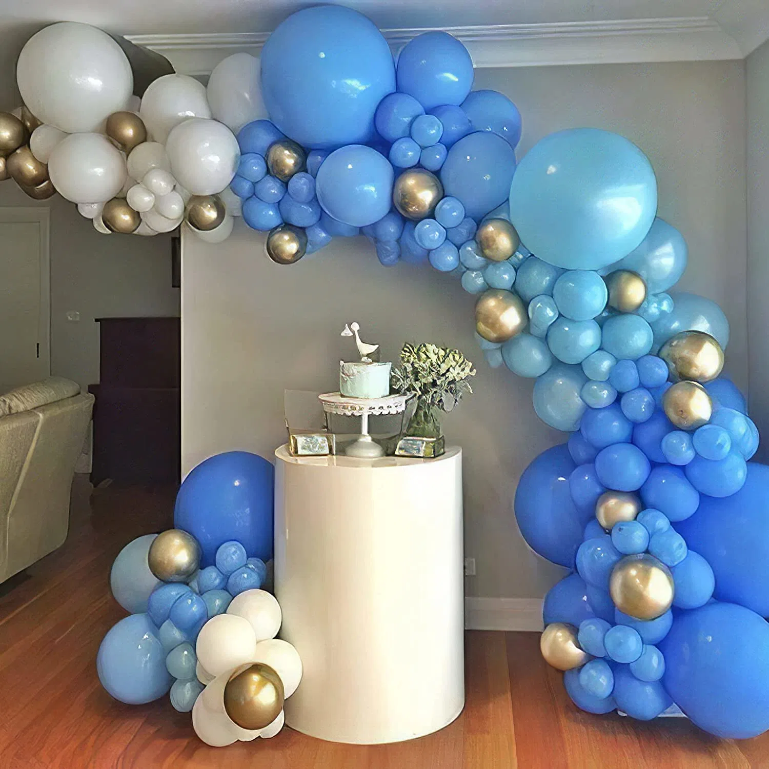 120 PCS 18/10/12/5 polegadas balões Azul Claro Garland Qualatex branco Tamanho da diferença de Kits de balões para Despedida festa de aniversário chuveiro bebé decorações de terceiros