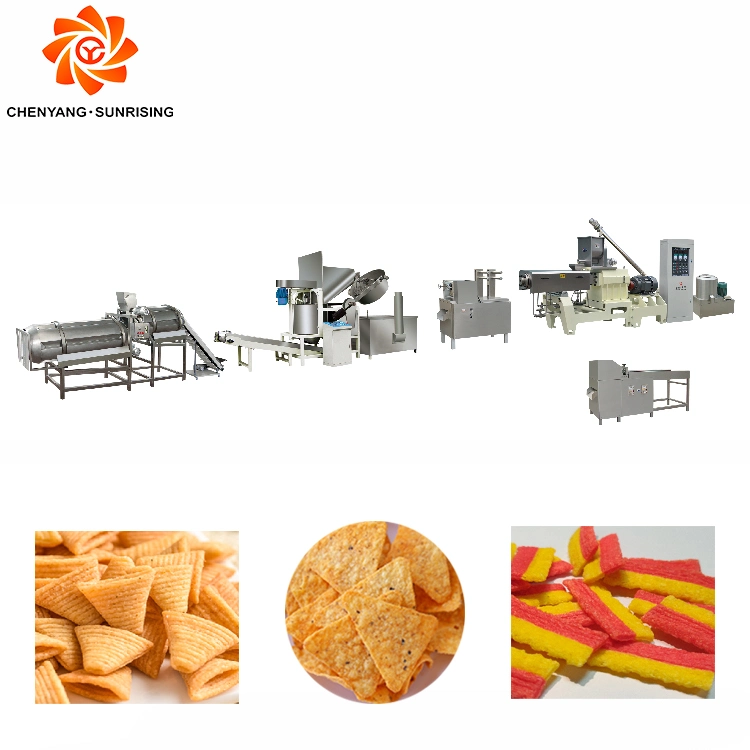 Frying Crispy 3D Corn Bugles Pellets Fried Chips Snacks Food Machine Production Line Bugles Making Extruder