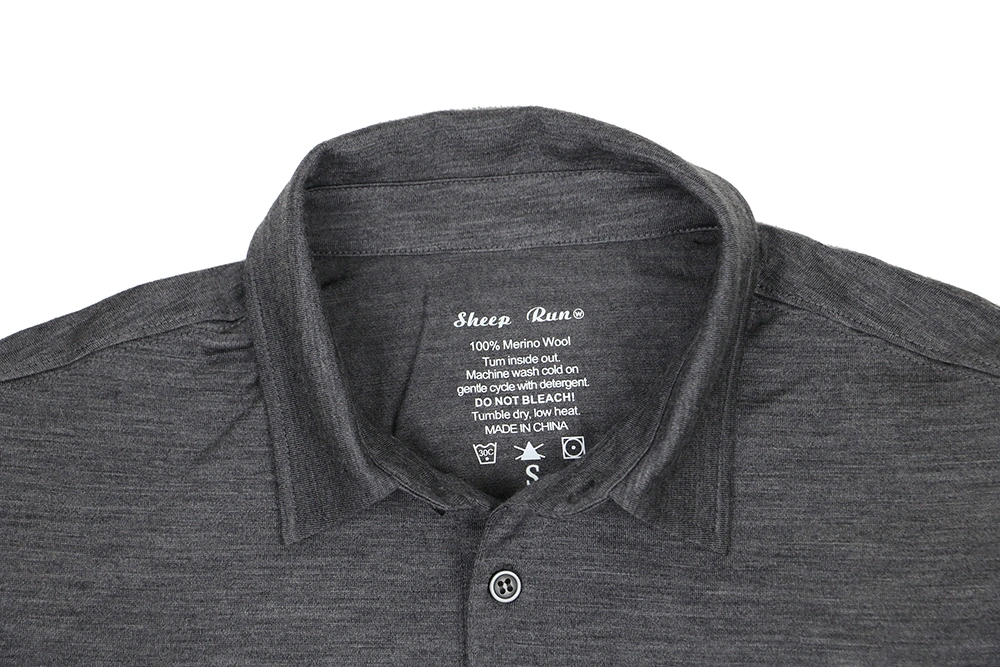 Los hombres Camiseta Polo gris de Lana Merino