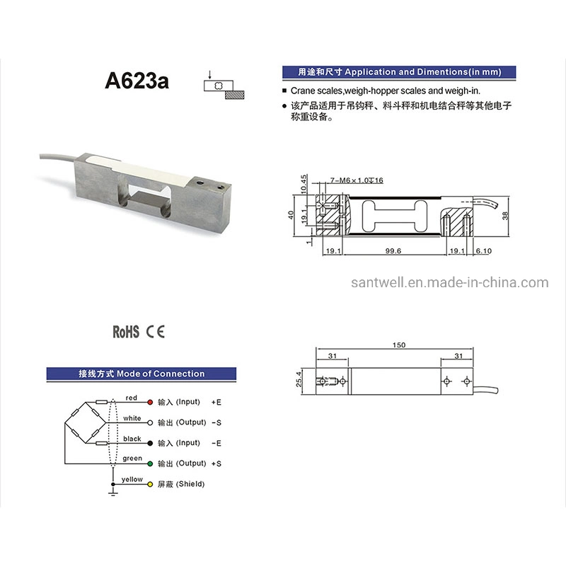 A623A 15kg utiliza Balanza Báscula de tabla Celda de carga de aluminio