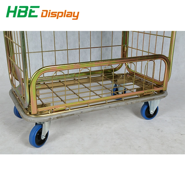 Laundry Steel Material Folding Hand Trolley Roll Container