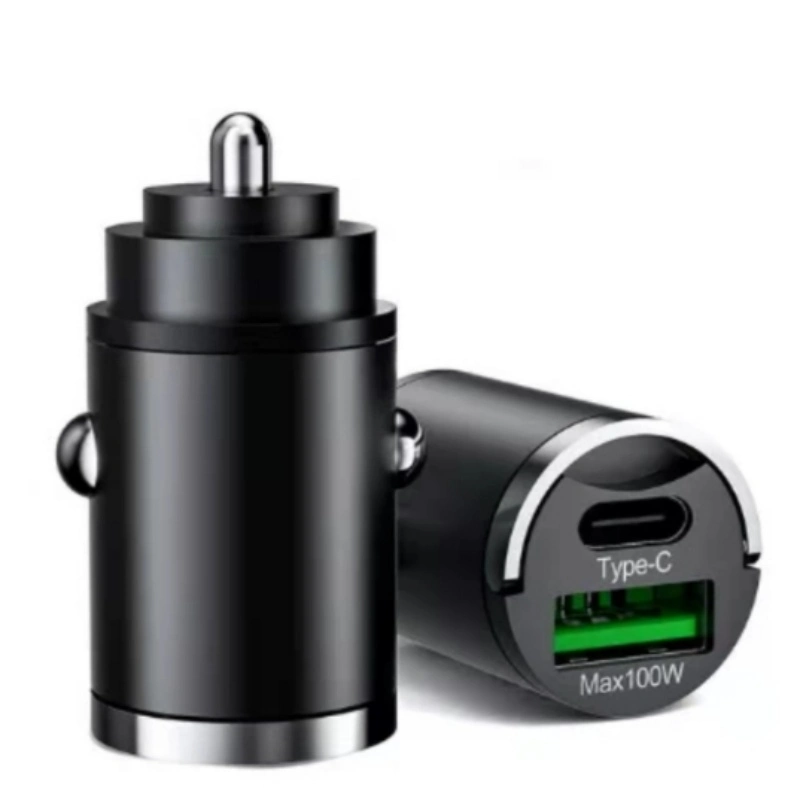 2 USB Charging Port Type C and USB 100W Fast Car Charger with Pull Ring