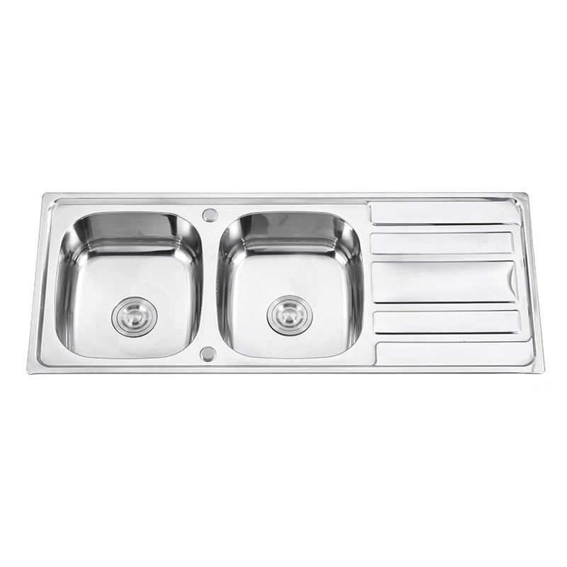 Stainless Steel Double Bowl with Drain Welding Sink Wda12050-C