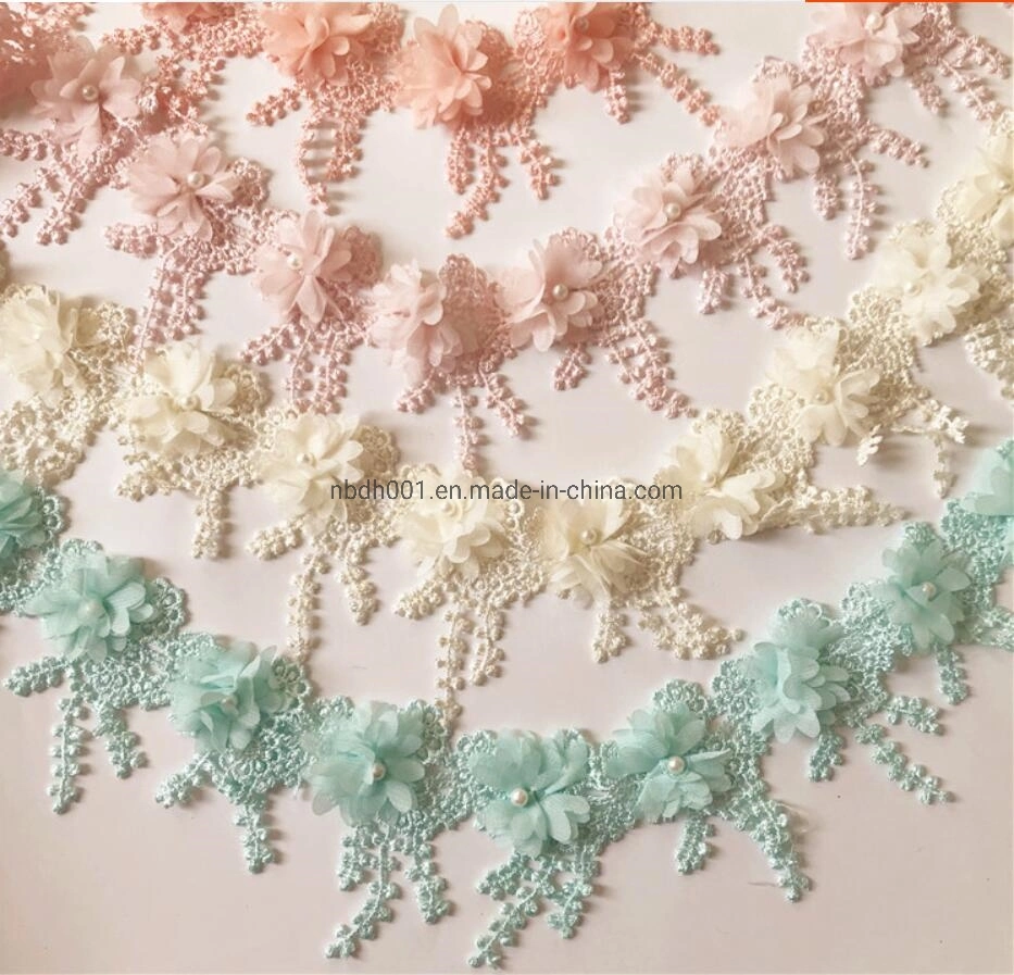 New Polyester Silk DIY Plus Double Chiffon Lace Textile Accessories Water Soluble Embroidery Pearl Lace