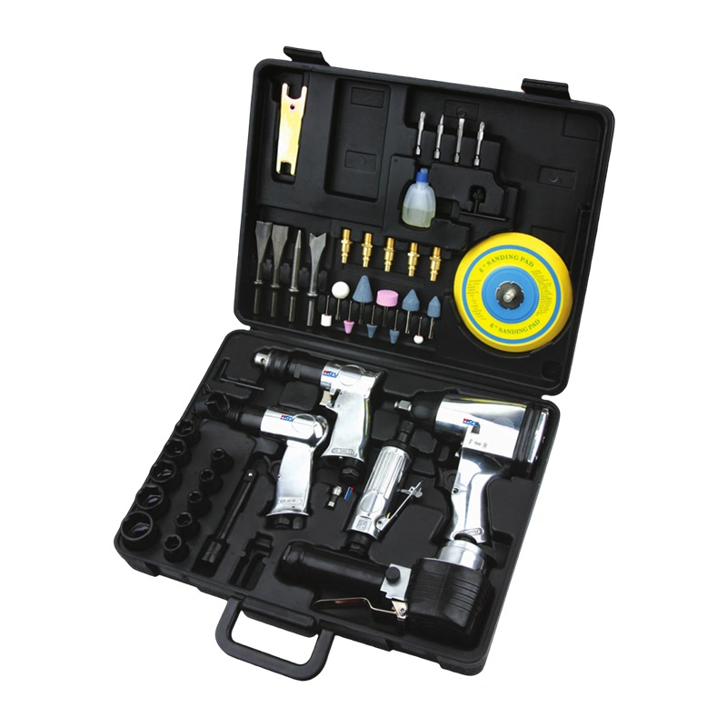 45PC Kit de herramientas de aire incluye llave de impacto Llave de carraca Amoladora martillo neumático de la herramienta de pistola de aire llave