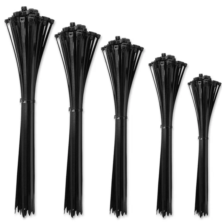 Bridas de nylon flexible negro UV, cierre de cable de plástico de alta calidad