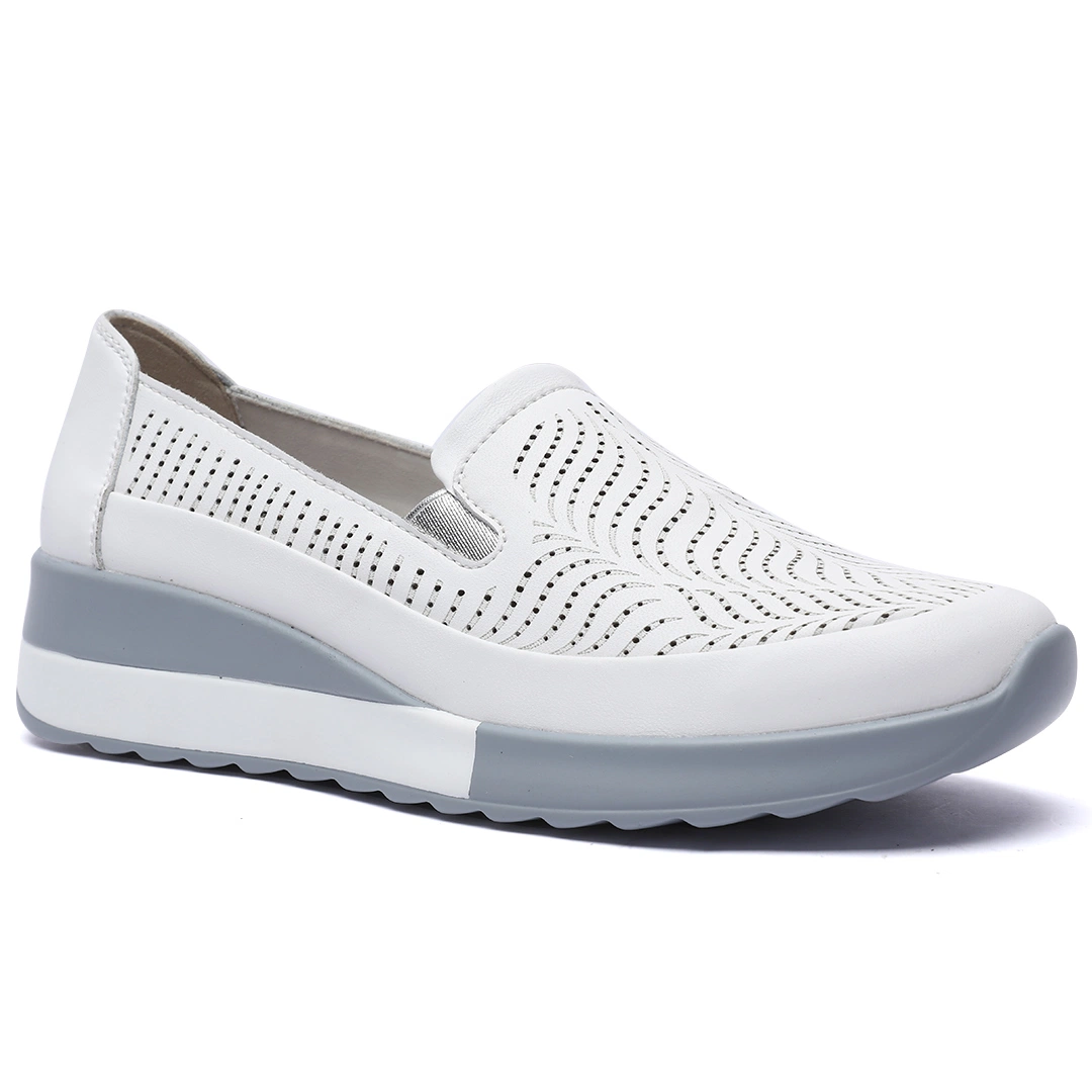 Designer Laser Leather Hollow out Outdoor Daily Wear Casual Ladies Flat Shoes