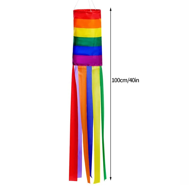 Wholesale Outdoor Wind Sock Decor Lgbt Event Banner Rainbow Column Windsock Flag