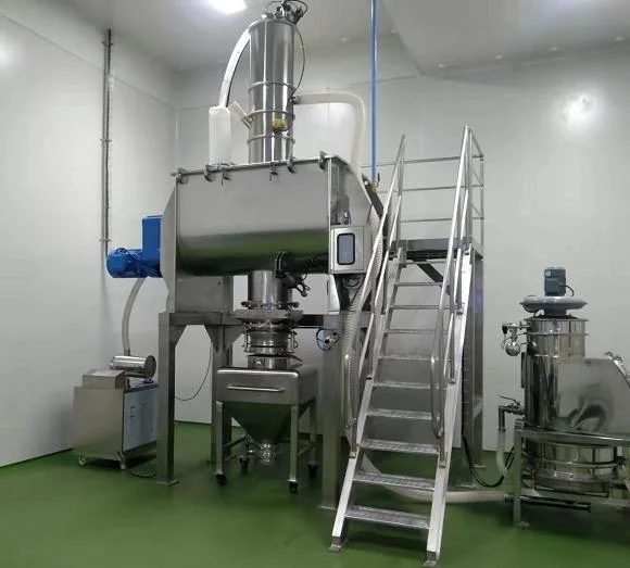 La producción de alimentos de la línea de mezclador móvil del alimentador de vacío Bin Bfm la línea de la mezcla de leche en polvo de acero inoxidable de la cinta transportadora de Material Mezclador licuadora