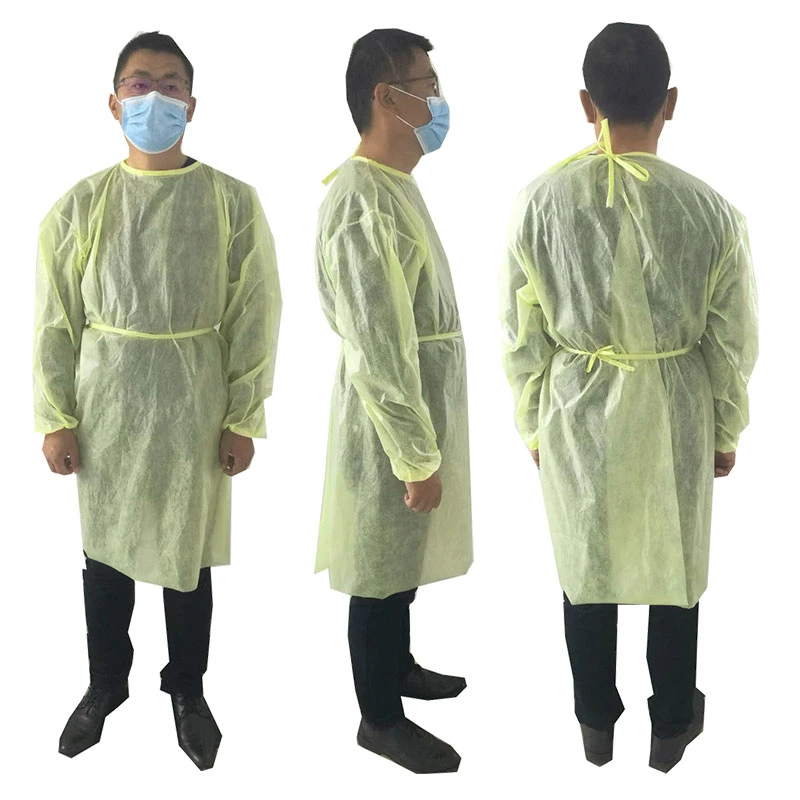 PP+PE Yellow Blue White Available Disposable Isolation Garment