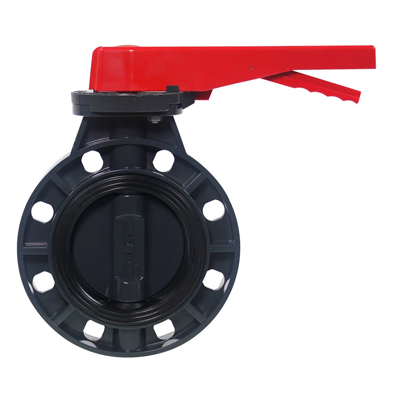 High Performance Plastic Butterfly Valve DIN ANSI JIS Standard Level &amp; Worm Gear Type Handle