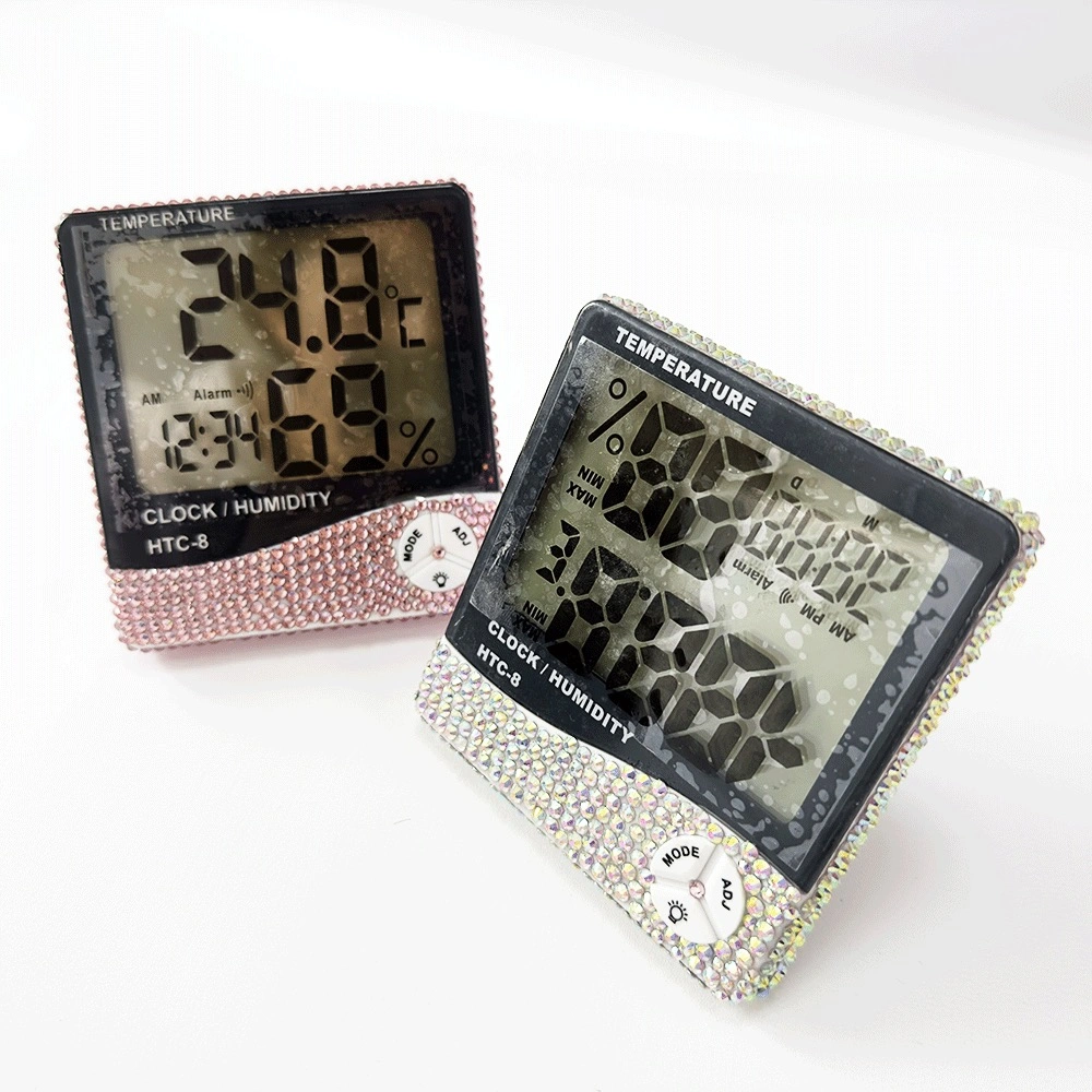Medidor electrónico de temperatura/humidade para interior termómetro digital para sala de interior Hygrometer Relógio Despertador HTC-1 da estação meteorológica