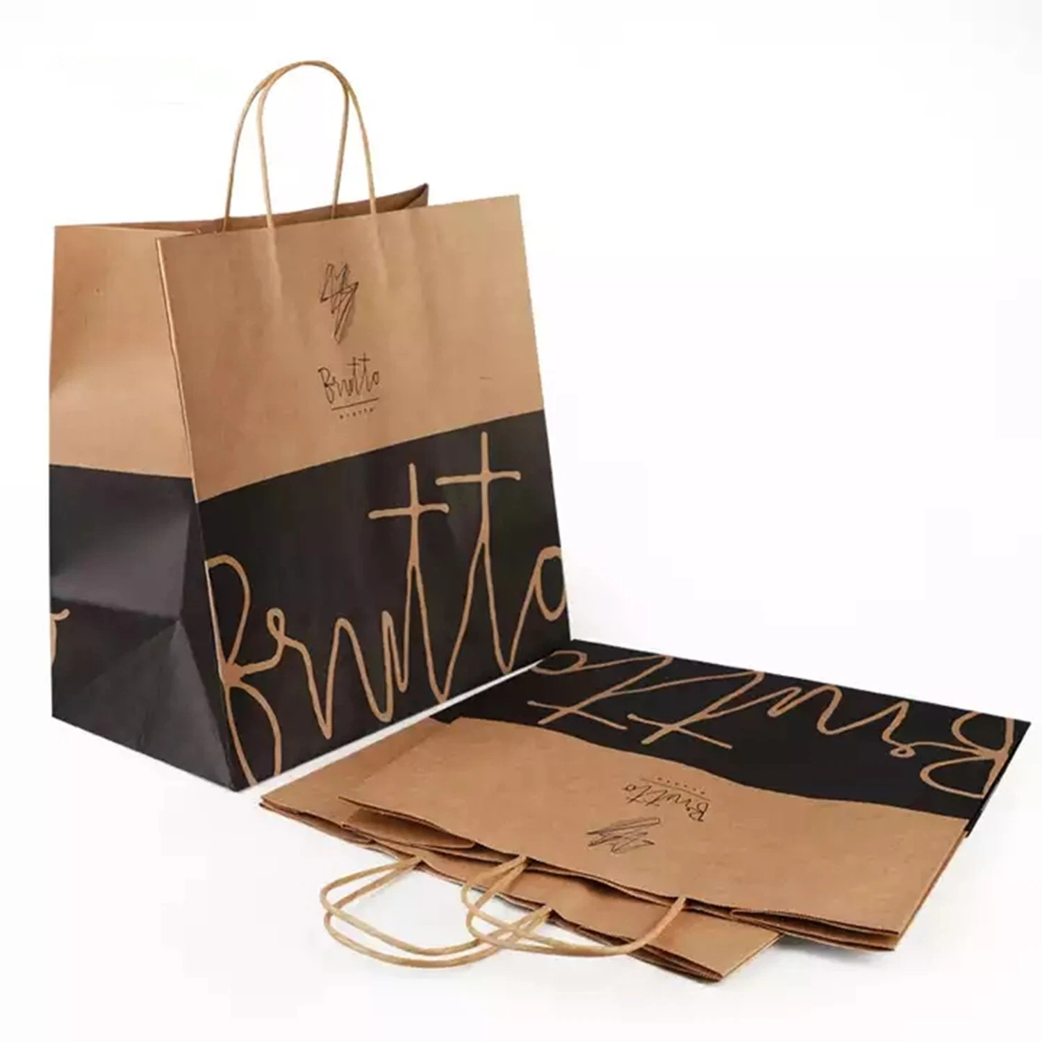 Échantillon gratuit de sac de transport de cadeaux et d'épicerie en papier kraft recyclé à 100% bon marché pour restaurant