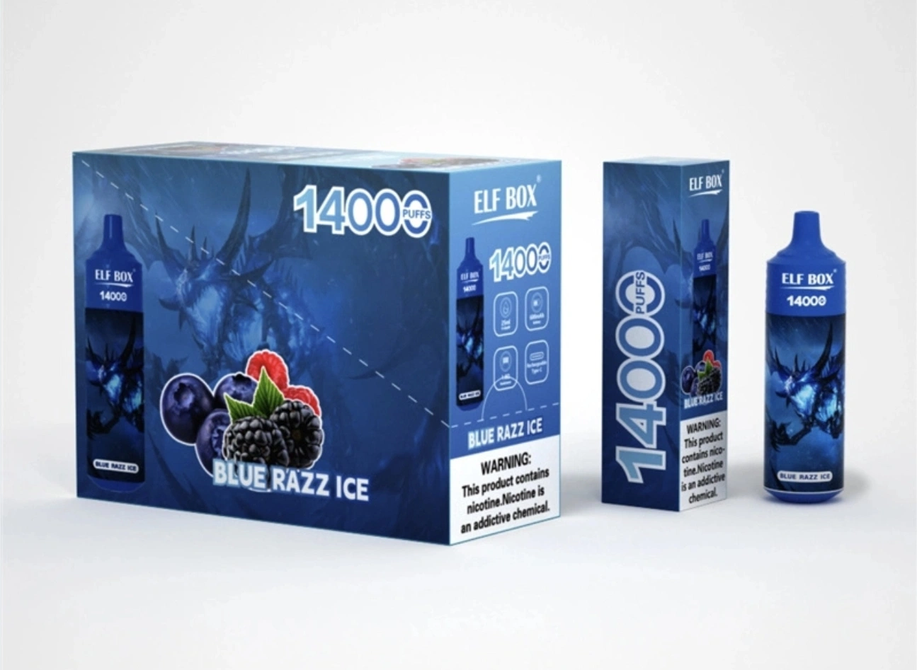 Bestselling10 sabores jugo VAPE recargable Elf Box 14000 Puff 0% 14K% 5% NIC desechable VAPE Pen y Elf Box 2 Soplos