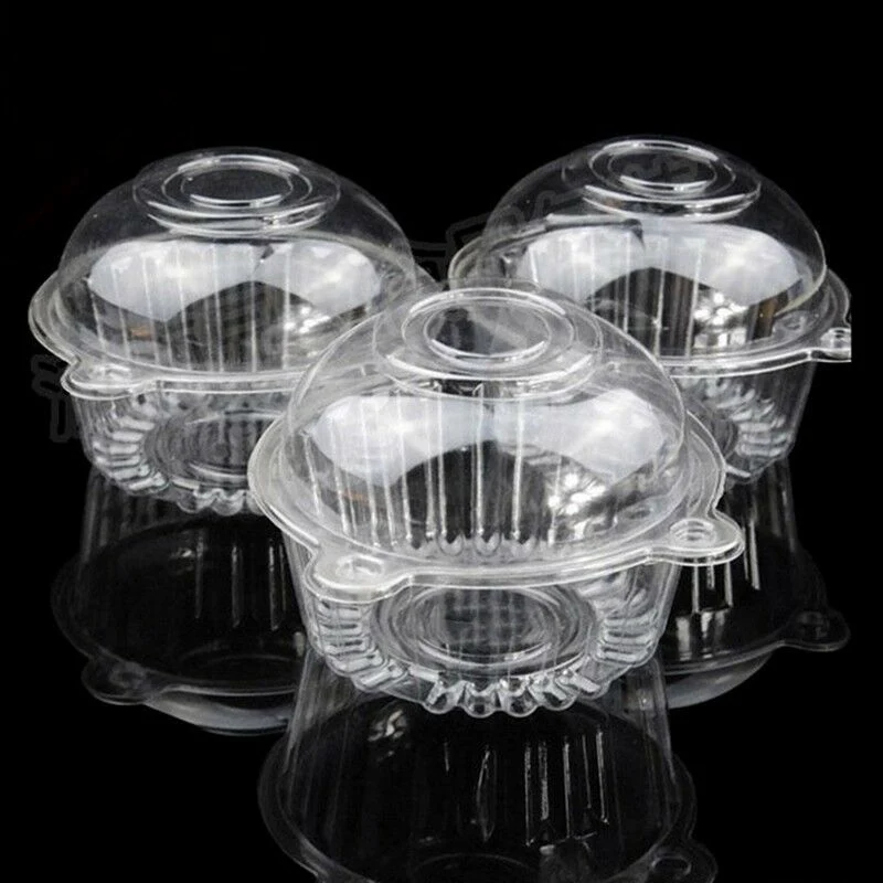 Embalaje transparente lindo gato Jefe desechables de plástico en forma de torta de la cúpula de la tarta de fruta cajas Cupcake