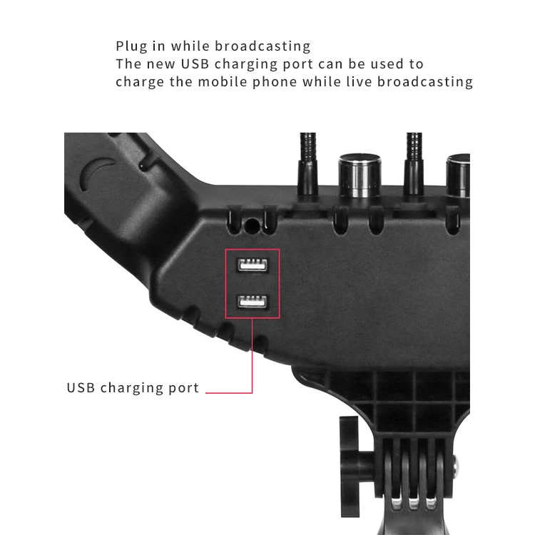 2020 populares Anillo de luz LED de 18 pulgadas con soporte para teléfono de maquillaje en directo de la luz de relleno de gran tamaño con USB