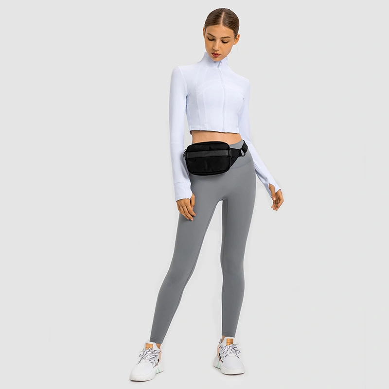 Xsunwing Vêtements de sport en gros pour femmes, vêtements d'entraînement, vêtements de sport, course à pied, yoga, haut élastique, coupe slim, col montant, veste à fermeture éclair intégrale.