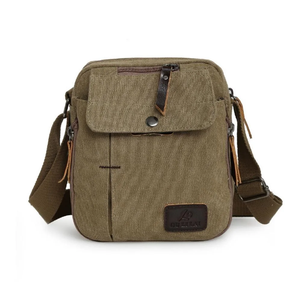 Men Canvas Small Messenger Bag Casual Shoulder Bag Chest Bag Travel Carry Bag Multi-Pocket Purse Simple Crossbody Shoulder Bag Travel Bag Handbag Wyz21908