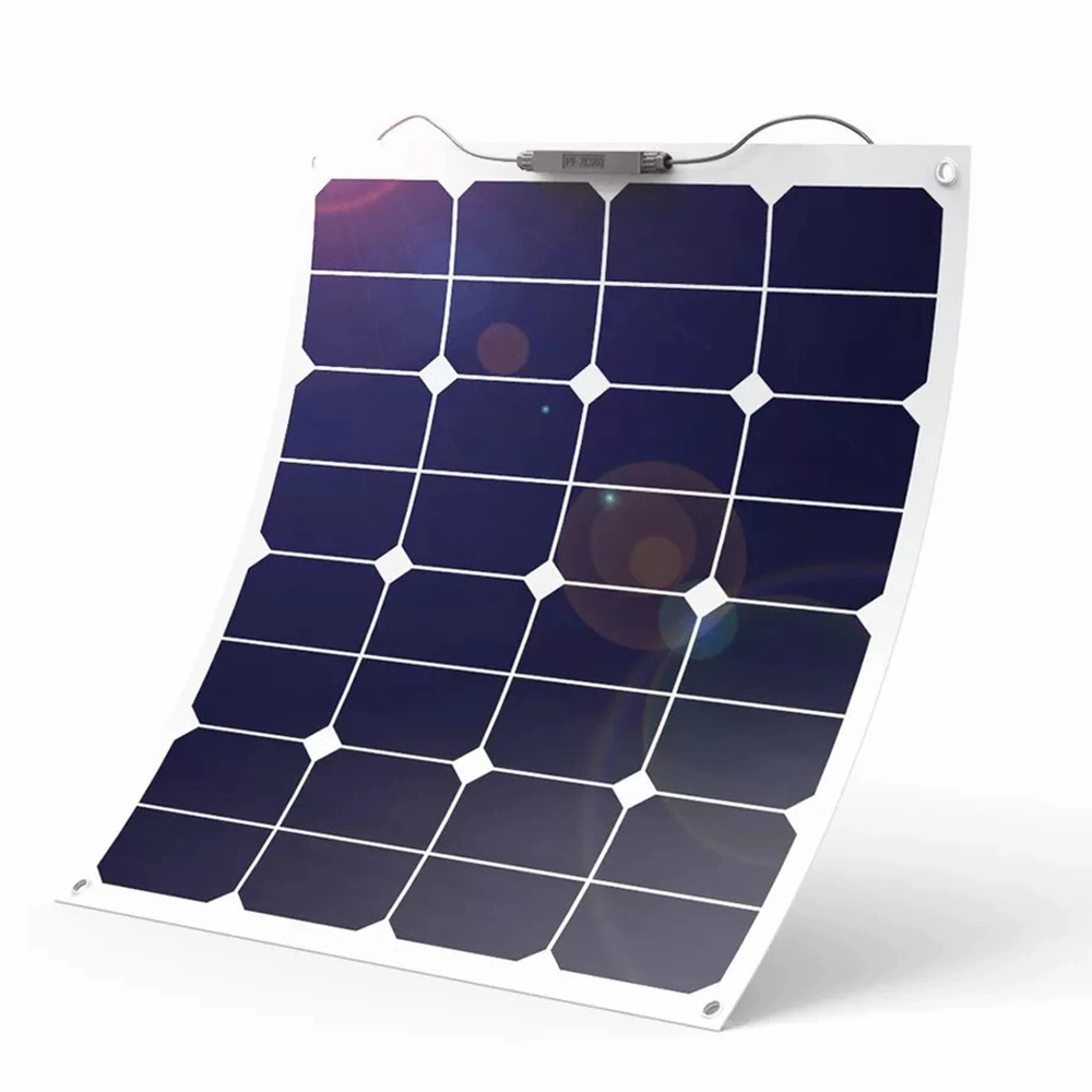 Waterproof IP68 Extremely Flexible Solar Panel 55W 12V Mono Solar Cell Plug and Play Design Ultra Thin, Lightweight