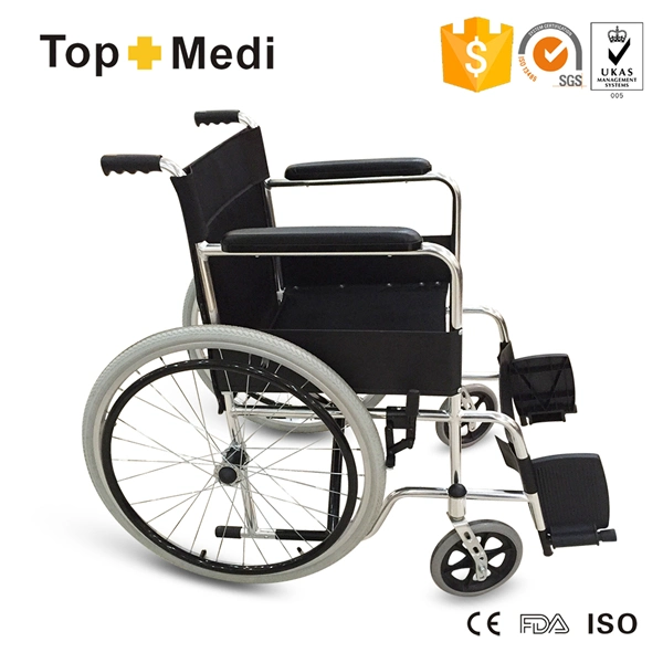 New Non-Tilted Topmedi China Cheapest Power Wheelchair Lightweight Manual with Factory Price