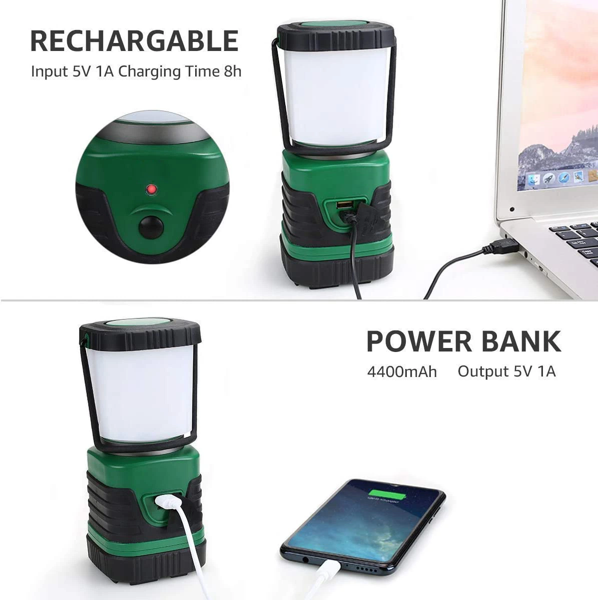 4 Light Modes LED Rechargeable Lantern Camping Light for Emergency Survival Kits Hiking Fishing Home