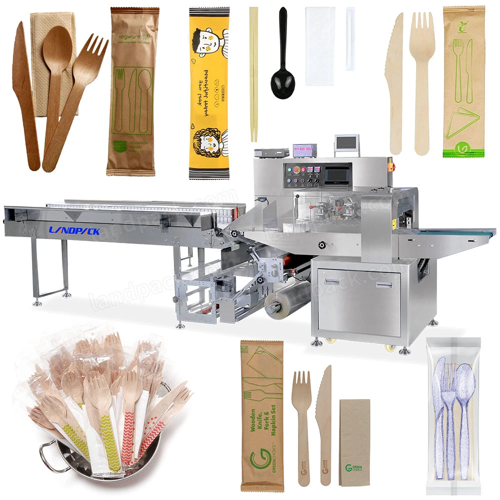 Landpack Lp-600X Disposable Plastic Cutlery Hotel Restaurant Full Set Disposable Chopsticks Spoon Napkin Toothpick Packing Machine