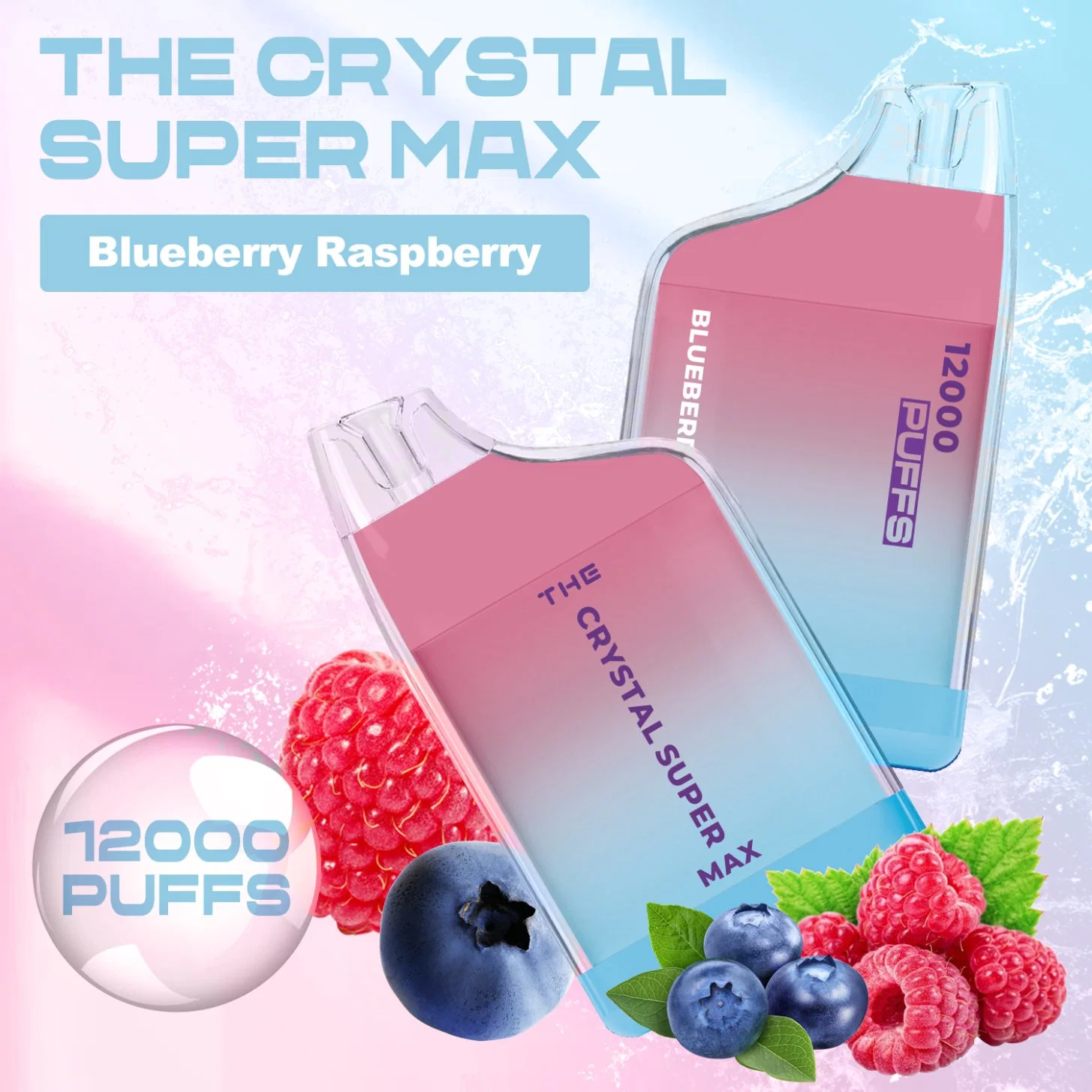 Crystal Super Max 12000puffs formes légères 18ml E-liquide en gros jetable Antenne maillage VAPE