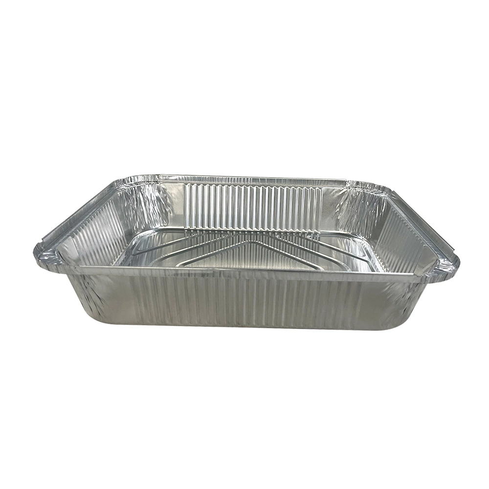 Manufacturer Factory Food Packaging Use Alu Tin Takeaway Container Silver Rectangular Airline Aluminum Foil Meal Prep Tray