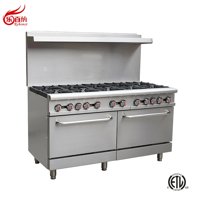 Rgr60 Freestanding Commercial 10 Burners Gas Range with Double Ovens