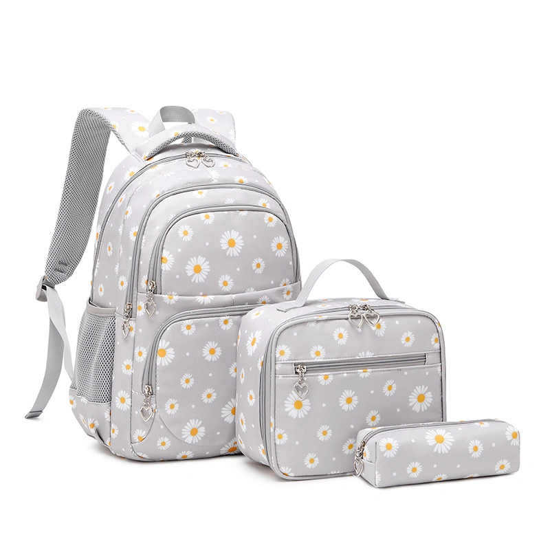 Three-Piece Sets Fashion Girl Waterproof Primary Child School Student Bag Backpack with Lunch and Pencil Pen Bag